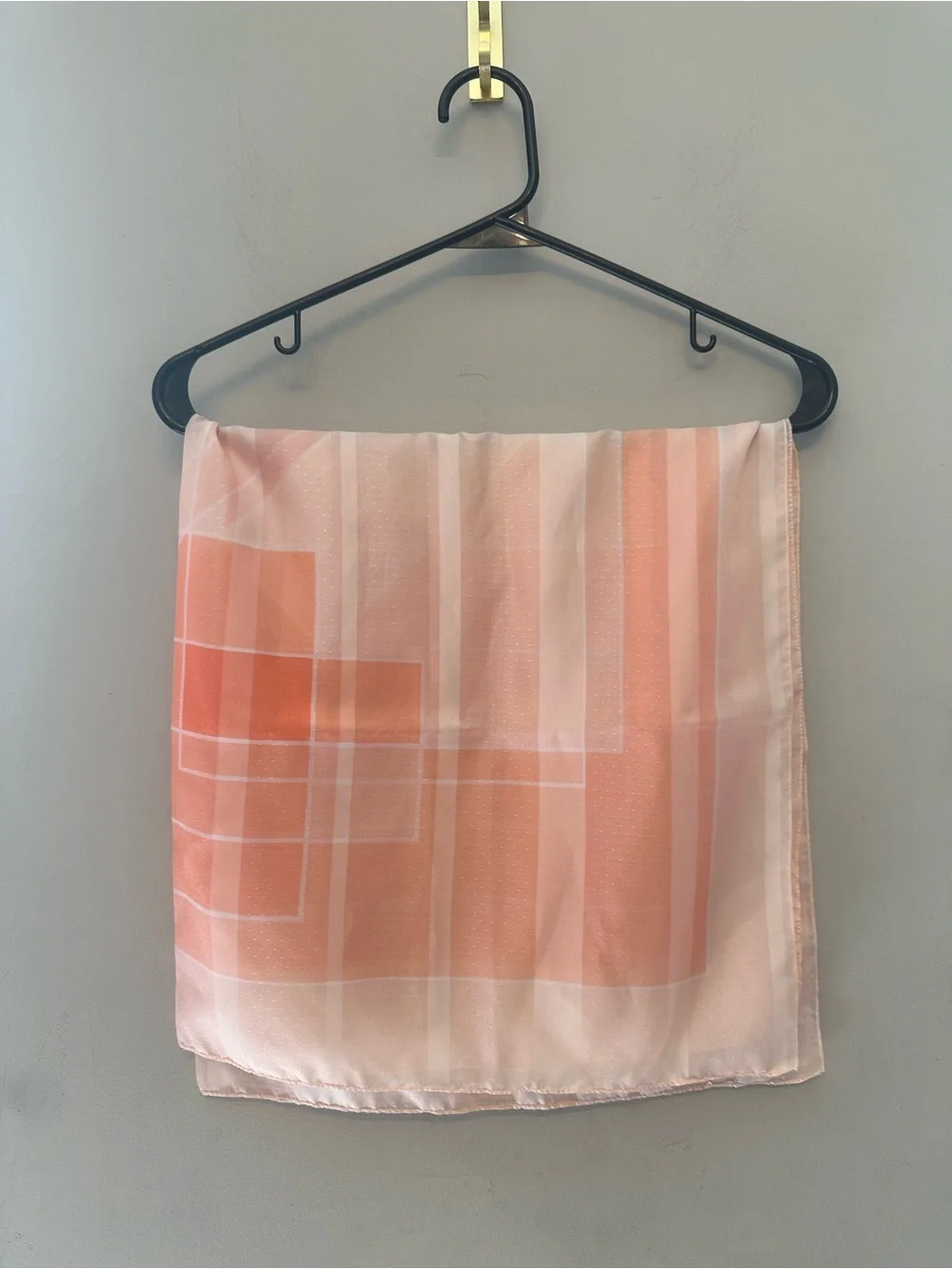 Vintage Peach and Coral Geometric Silk Scarf